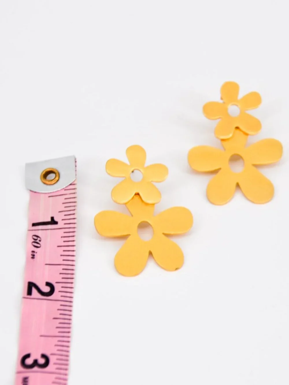 Madewell Double Flower Stud Drop Earrings Gold Toned